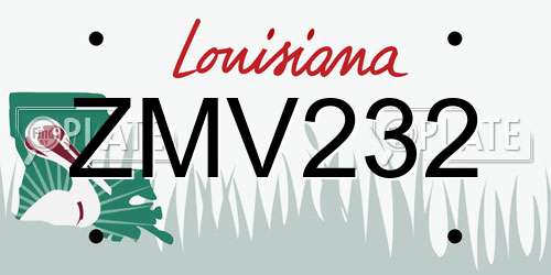 ZMV232 Louisiana License Plate