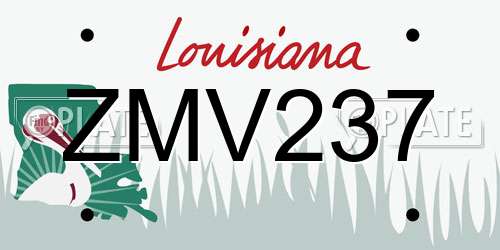 ZMV237 Louisiana License Plate