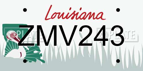 ZMV243 Louisiana License Plate