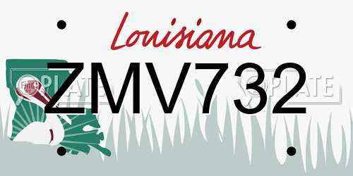 ZMV732 Louisiana License Plate