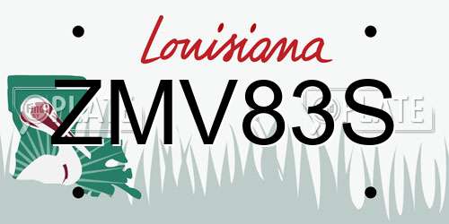 ZMV83S Louisiana License Plate