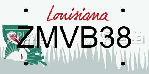 ZMVB38 Louisiana License Plate