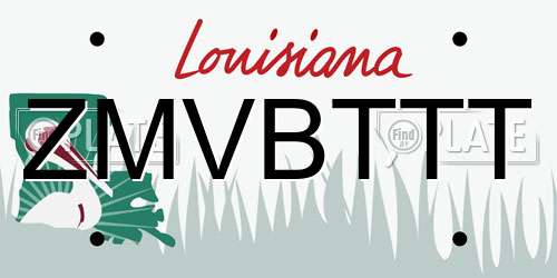ZMVBTTT Louisiana License Plate