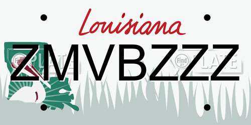 ZMVBZZZ Louisiana License Plate