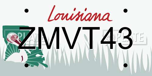 ZMVT43 Louisiana License Plate