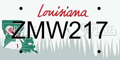 ZMW217 Louisiana License Plate