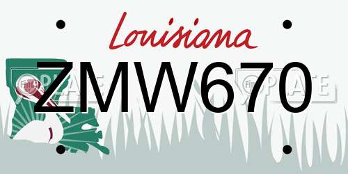 ZMW670 Louisiana License Plate