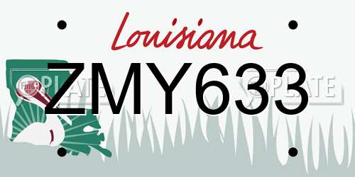 ZMY633 Louisiana License Plate