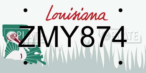ZMY874 Louisiana License Plate