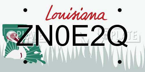 ZN0E2Q Louisiana License Plate
