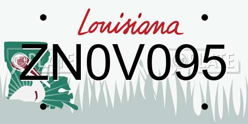 ZN0V095 Louisiana License Plate