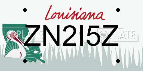 ZN2I5Z Louisiana License Plate