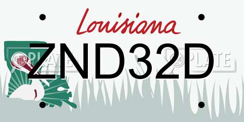 ZND32D Louisiana License Plate