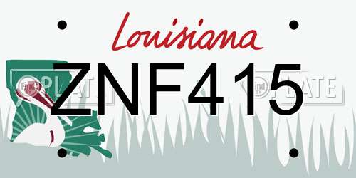 ZNF415 Louisiana License Plate