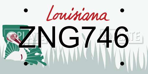 ZNG746 Louisiana License Plate