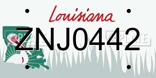 ZNJ0442 Louisiana License Plate
