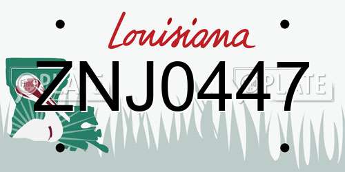 ZNJ0447 Louisiana License Plate