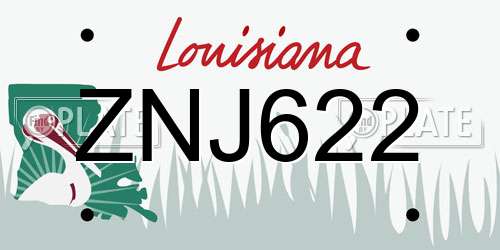ZNJ622 Louisiana License Plate