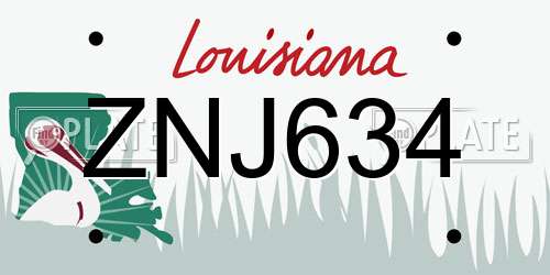 ZNJ634 Louisiana License Plate
