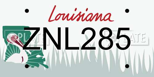 ZNL285 Louisiana License Plate
