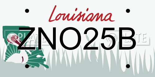 ZNO25B Louisiana License Plate