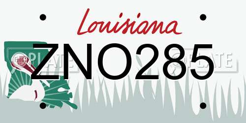 ZNO285 Louisiana License Plate