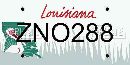 ZNO288 Louisiana License Plate