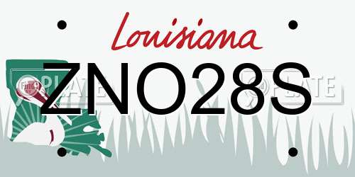 ZNO28S Louisiana License Plate