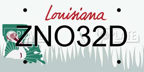 ZNO32D Louisiana License Plate