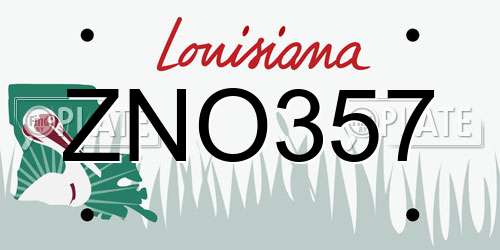 ZNO357 Louisiana License Plate