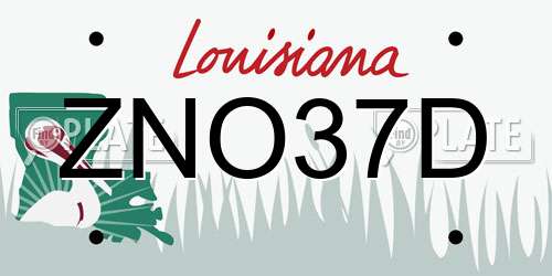 ZNO37D Louisiana License Plate