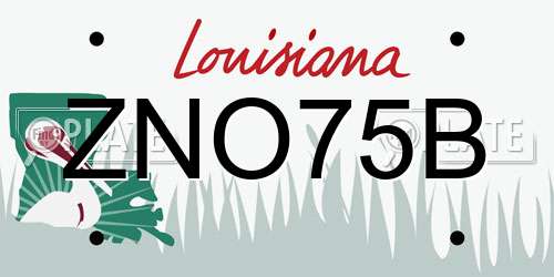 ZNO75B Louisiana License Plate