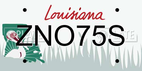 ZNO75S Louisiana License Plate