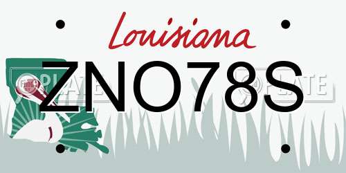 ZNO78S Louisiana License Plate
