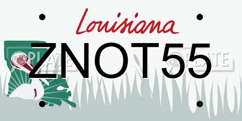 ZNOT55 Louisiana License Plate