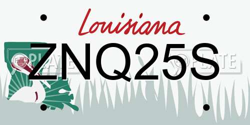ZNQ25S Louisiana License Plate