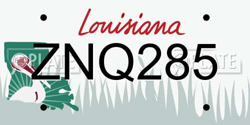ZNQ285 Louisiana License Plate