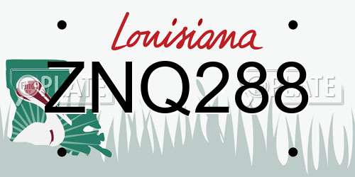ZNQ288 Louisiana License Plate