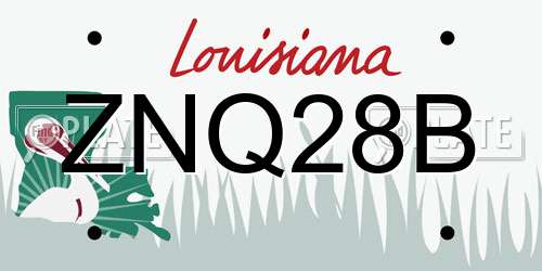 ZNQ28B Louisiana License Plate