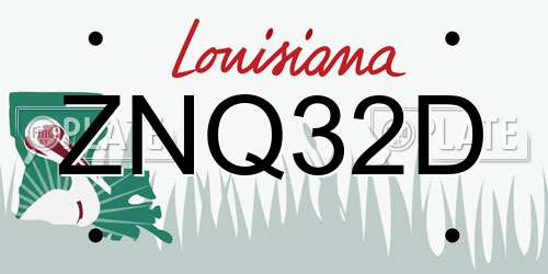 ZNQ32D Louisiana License Plate