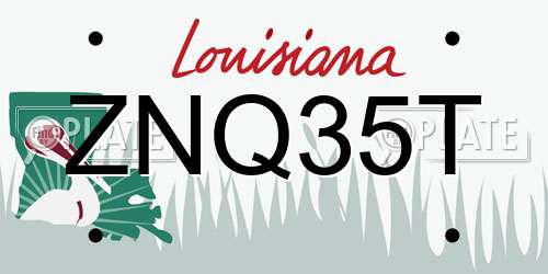 ZNQ35T Louisiana License Plate