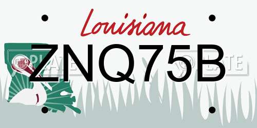 ZNQ75B Louisiana License Plate