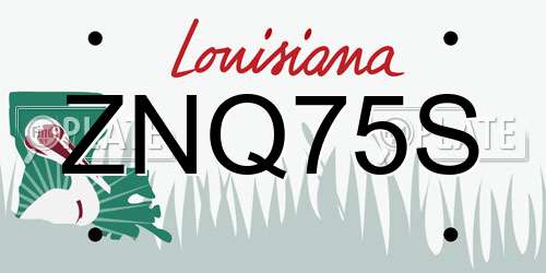 ZNQ75S Louisiana License Plate
