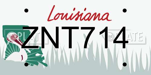 ZNT714 Louisiana License Plate