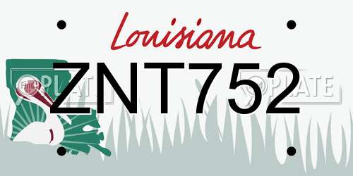 ZNT752 Louisiana License Plate