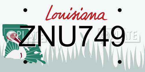 ZNU749 Louisiana License Plate