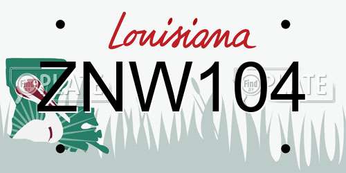ZNW104 Louisiana License Plate
