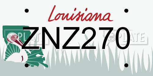 ZNZ270 Louisiana License Plate