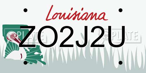 ZO2J2U Louisiana License Plate