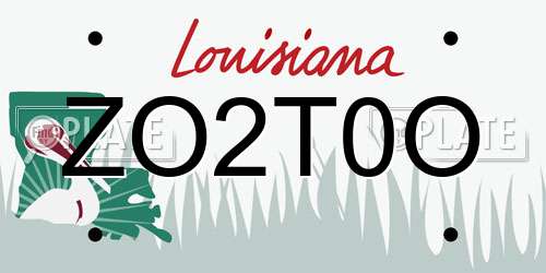 ZO2T0O Louisiana License Plate